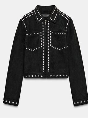 Zara Faux Suede Studded Jacket Size Medium NWT